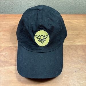 Bee Hat: Black Adjustable Back Baseball cap with Gold Bee design